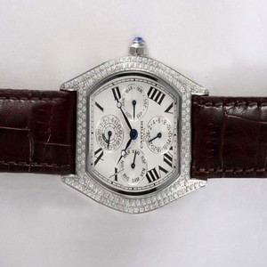 Cartier Tortue W1540551 Stainless Steel Case Rectangle White Dial Watch