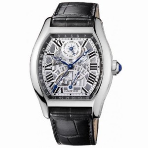 Cartier Tortue XL Perpetual Calendar Automatic 18 kt White Gold Men's Watch W1580048
