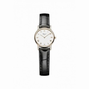 Chopard Classic White Dial 18K Rose Gold Black Alligator Leather Ladies Watch 127387-5201