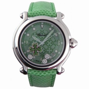 Chopard Happy Sport Diamond Emerald Good Luck Clover Steel Green Mens Watch 28/8426
