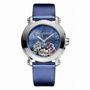 Chopard Happy Sport II Floating Fish Blue Dial Blue Satin Ladies Watch 278475-3049
