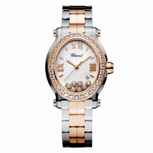 Chopard Happy Sport Oval Diamond 18 kt Rose Gold and Stainless Steel Ladies Watch 278546-6004
