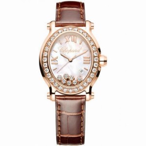 Chopard Happy Sport Oval Mother of Pearl 18k Rose Gold Ladies Watch 275350-5003