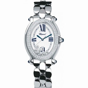 Chopard Happy Sport Oval White Dial 18kt White Gold Diamond Ladies Watch 278419-2001