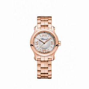 Chopard Happy Sport Silver Tone Dial 18 Carat Rose Gold Ladies Watch 274893-5003
