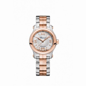 Chopard Happy Sport Silver-Tone Dial 18 Carat Rose Gold and Stainless Steel Ladies Watch 278573-6002