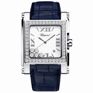 Chopard Happy Sport Square Mother of Pearl Dial Blue Leather Ladies Watch 28/8448-2001