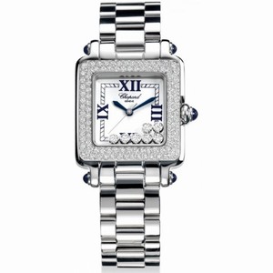 Chopard Happy Sport Square White Dial Stainless Steel Ladies Watch 278358-23