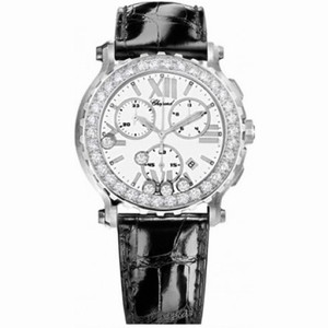Chopard Happy Sport White Dial Chronograph Diamond Ladies Watch 288506-2001