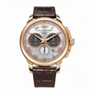 Chopard L.U.C. Chrono One Silver Dial 18 kt Rose Gold Brown Leather Men's Watch 161928-5001