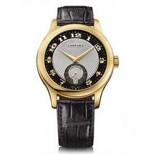 Chopard L.U.C. Classic Black and Silver Guilloche Automatic 18 kt Yellow Gold Men's Watch 161905-0001