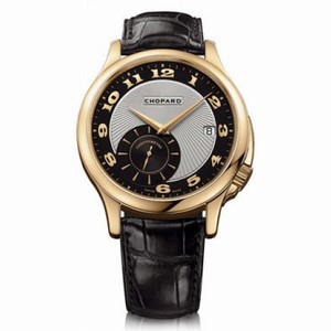 Chopard L.U.C Classic Twist Silver and Black Dial Black Leather Men's Watch 161888-5002