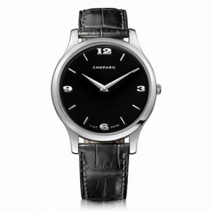 Chopard L.U.C Classic XP Black Dial White Gold Leather Men's Watch 161902-1001