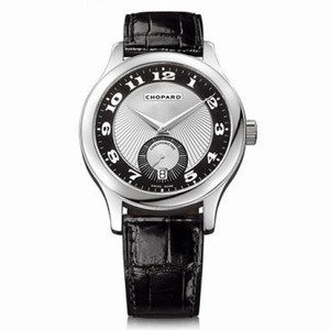 Chopard L.U.C. Quattro Mark II Automatic Black and Silver Guilloche 18 kt White Gold Men's Watch 161905-1001