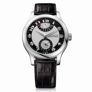 Chopard L.U.C Quattro Mark II Silver and Black Dial Black Leather Men's Watch 161903-1001