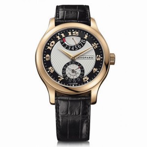 Chopard L.U.C Quattro Mark II Silver and Black Dial Black Leather Men's Watch 161903-5001