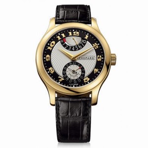 Chopard L.U.C Quattro Mark II Silver and Black Dial Yellow Gold Black Leather Men's Watch 161903-0001