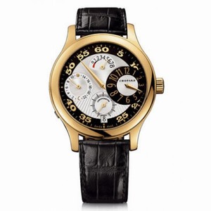 Chopard L.U.C Regulator Silver and Black Dial Black Leather Men's Watch 161874-0001