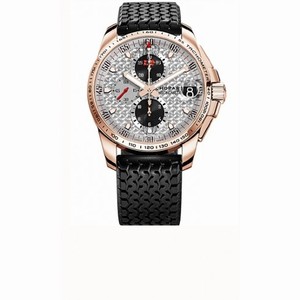 Chopard Mille Miglia GT XL Silver Dial Chronograph Rose Gold Rubber Men's Watch 161268-5007