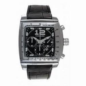 Chopard Two O Ten Black Dial Chronograph Alligator Leather Men's Watch 168462-3001