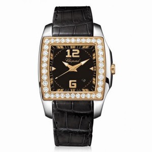 Chopard Two O Ten Black Dial Diamond Black Leather Ladies Watch 138473-9001