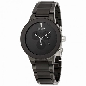 Citizen Axiom Eco-Drive Chronograph Black Dial Black Stainless Steel Watch AT2245-57E