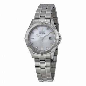 Citizen Blue Mother of Pearl Dial Stainless Steel Diamond Ladies Watch EW1930-50D