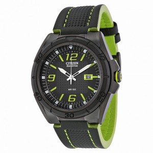 Citizen BRT Eco-Drive Black Dial Black Leather Strap Men's Watch AW1385-11H