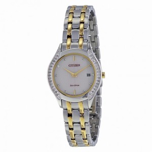 Citizen Diamond White Dial Two-tone Stainless Steel Ladies Watch GA1064-56A