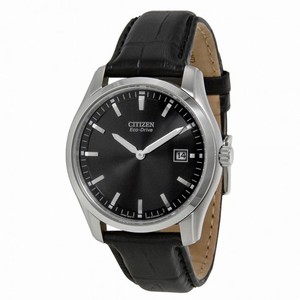 Citizen Eco Drive Black Dial Black Leather Men's Watch AU1040-08E