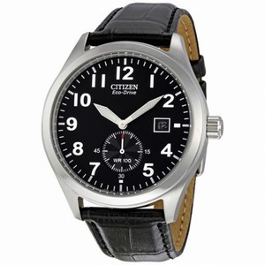 Citizen Eco Drive Black Dial Black Leather Strap Men's Watch BV1060-07E