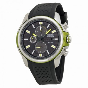 Citizen Eco Drive Black Dial Chronograph Black Rubber Men's Watch CA0427-08E
