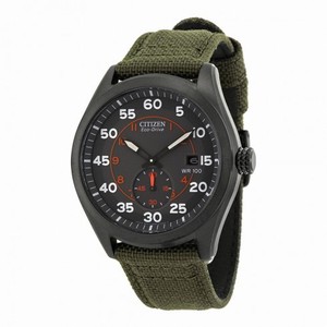 Citizen Eco Drive Black Dial Green Nylon Strap Men's Watch BV1085-22H