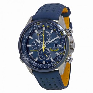 Citizen Eco Drive Blue Angels World Chronograph Blue Leather Men's Watch AT8020-03L