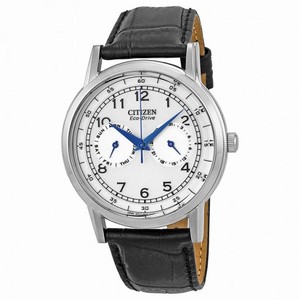 Citizen Eco-Drive Silver Dial Stainless Steel Black Leather Men's Watch AO9000-06B