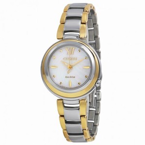 Citizen Eco Drive Sunrise Mother of Pearl Dial Two-tone Ladies Watch EM0337-56D