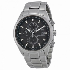 Citizen Eco-Drive World Chronograph A-T Black Dial Stainless Steel Men's Watch AT8010-58E