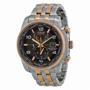 Citizen Eco Drive World Time Grey Dial Two-tone Men's Watch AT9016-56H