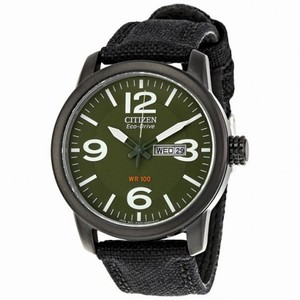 Citizen Eco-Drive Military Black-plated Steel Canvas Strap Men's Watch BM8475-00X