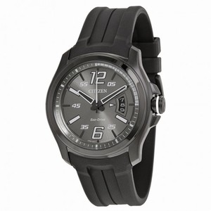 Citizen HTM Eco-Drive Charcoal Grey Dial Black polyurethane Quartz Men's Watch AW1354-15H