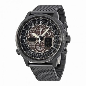 Citizen Navihawk A-T Eco-Drive Black Dial Black Stainless Steel Chrono Men's Watch JY8037-50E