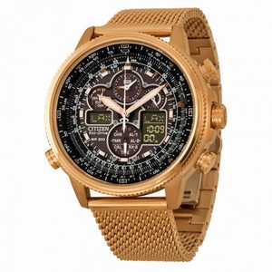 Citizen Navihawk A-T Eco-Drive Black Dial Rose Gold Stainless Steel Chonograph Men's Watch  JY8033-51E