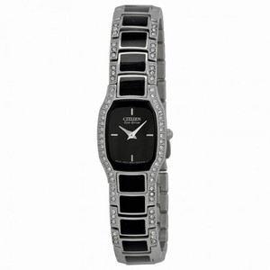 Citizen Normandie Black Dial Stainless Steel Crystal Ladies Watch EW9780-57E