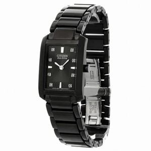 Citizen Palidoro Diamond Black Dial Black IP Stainless Steel Ladies Watch EX1077-51E