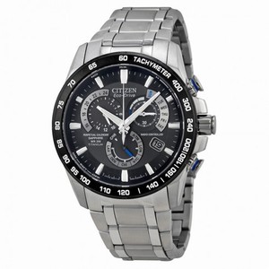 Citizen Perpetual Chrono A-T Eco-Drive Black Dial Titanium Men's Chronograph Watch AT4010-50E