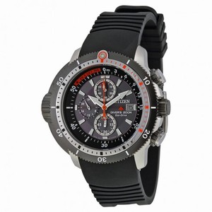 Citizen Promaster Depth Meter Chrono Black Dial Black Polyurethane Men's Watch BJ2128-05E