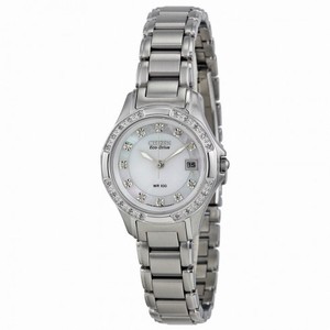 Citizen Silhouette Eco-Drive Diamond Mother of Pearl Dial Stainless Steel Ladies Watch EW2130-51D