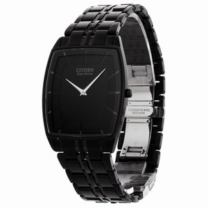 Citizen Stiletto Eco-Drive Black Dial Black IP Stainless Steel Men's Watch AR3025-50E