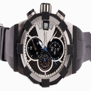 Concord C1 0320005 Mens Black Rubber Strap Stainless Steel Bezel Watch