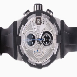 Concord C1 0320028 Round White Dial Black Rubber Strap Watch